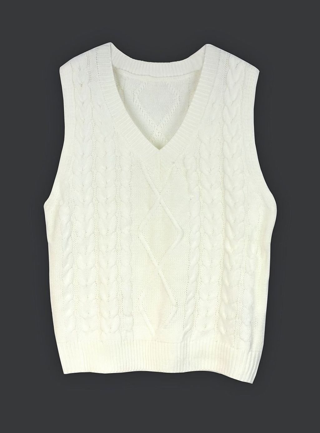 Women's Cable-Knit V-Neck Relaxed-Fit Sweater Vest