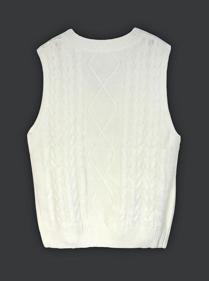 Women's Cable-Knit V-Neck Relaxed-Fit Sweater Vest