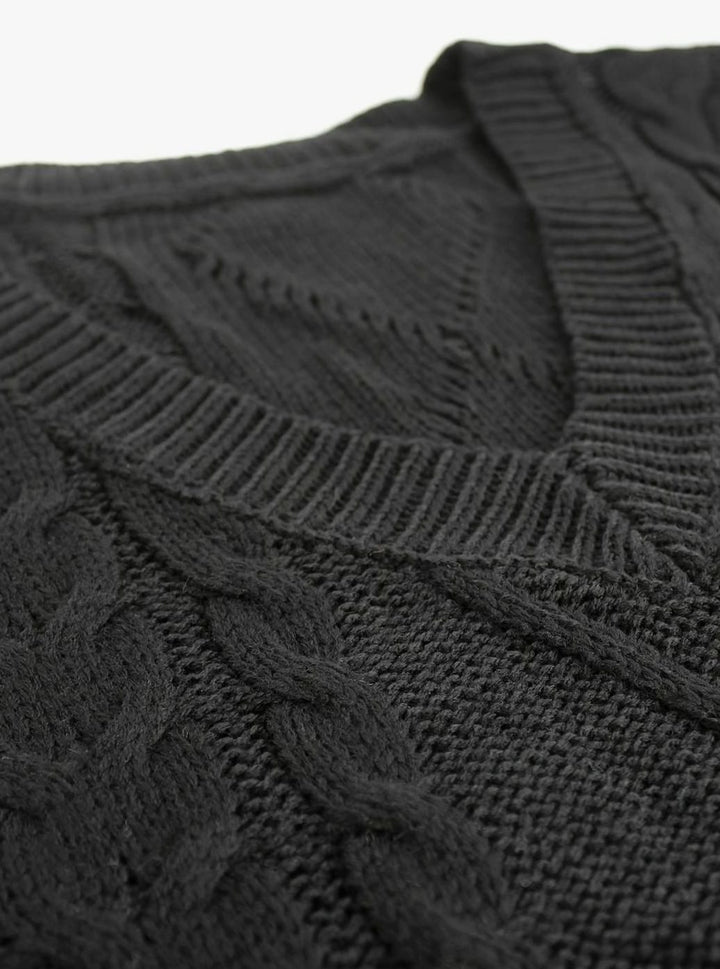 Women's Cable-Knit V-Neck Relaxed-Fit Sweater Vest