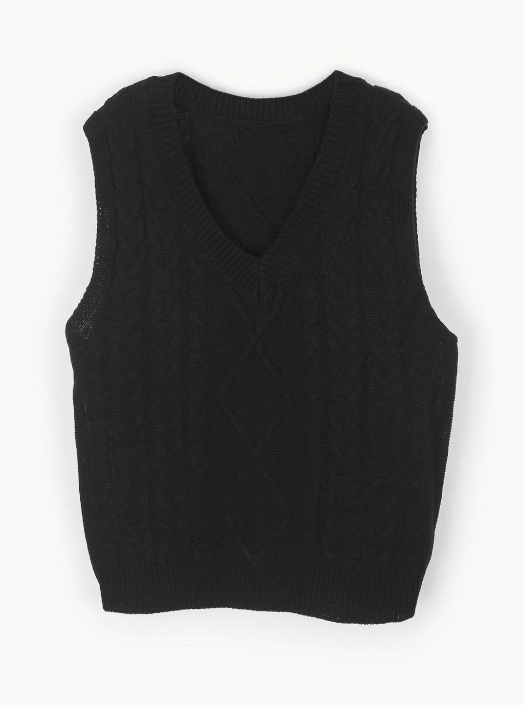 Women's Cable-Knit V-Neck Relaxed-Fit Sweater Vest
