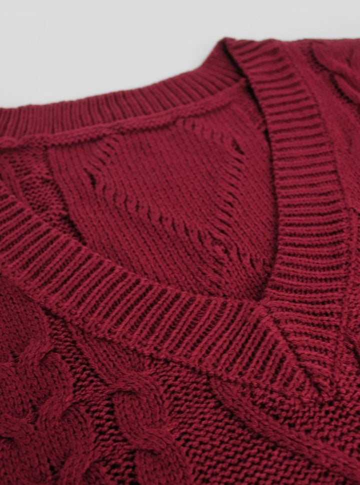 Women's Cable-Knit V-Neck Relaxed-Fit Sweater Vest