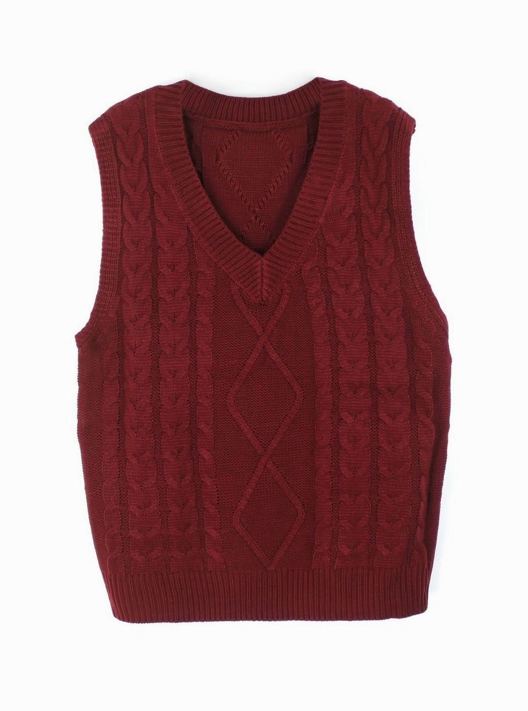 Women's Cable-Knit V-Neck Relaxed-Fit Sweater Vest