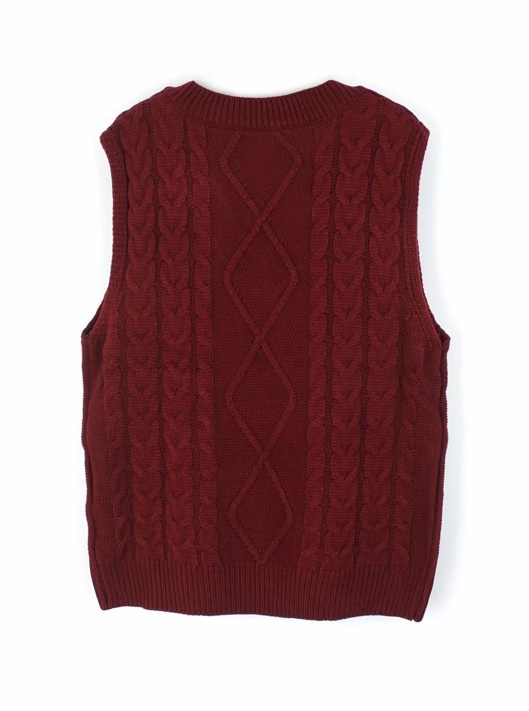 Women's Cable-Knit V-Neck Relaxed-Fit Sweater Vest
