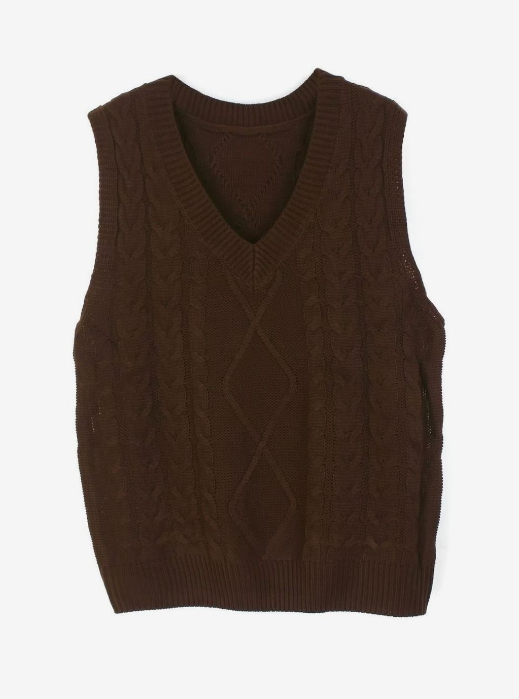 Women's Cable-Knit V-Neck Relaxed-Fit Sweater Vest