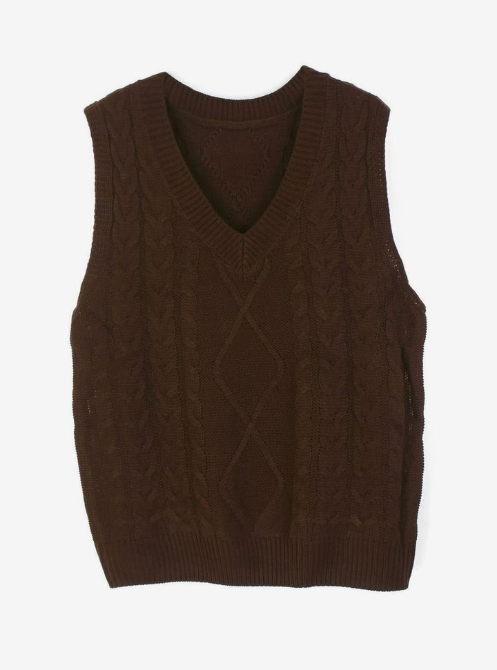 Women's Cable-Knit V-Neck Relaxed-Fit Sweater Vest