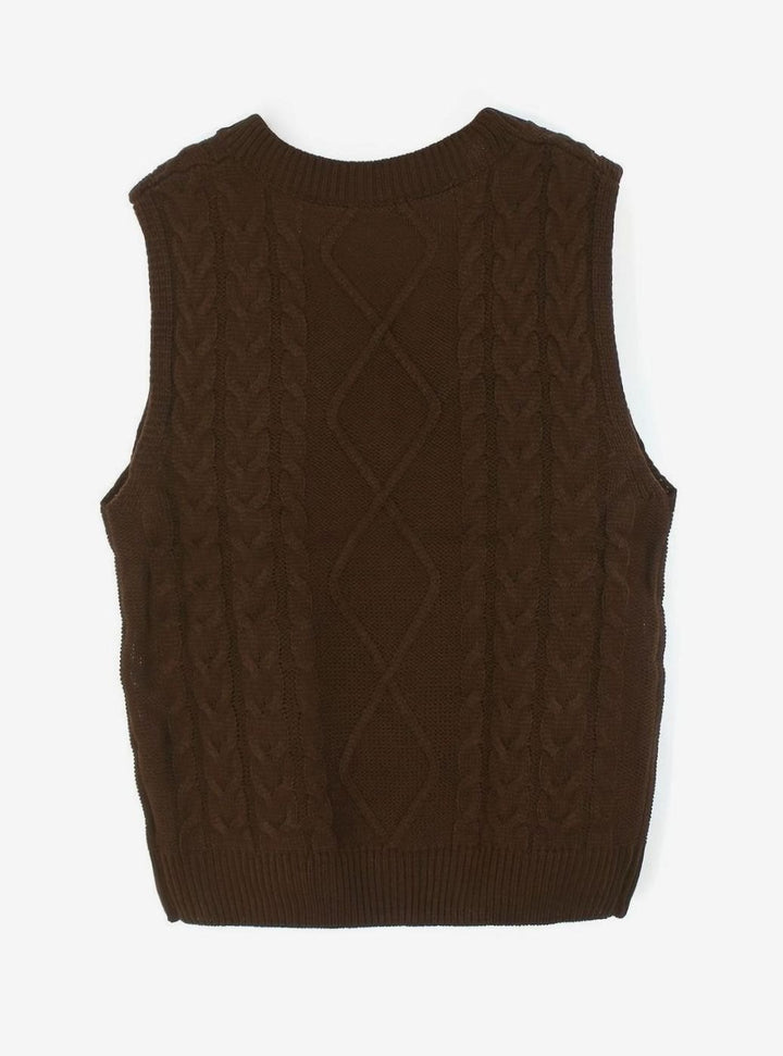Women's Cable-Knit V-Neck Relaxed-Fit Sweater Vest