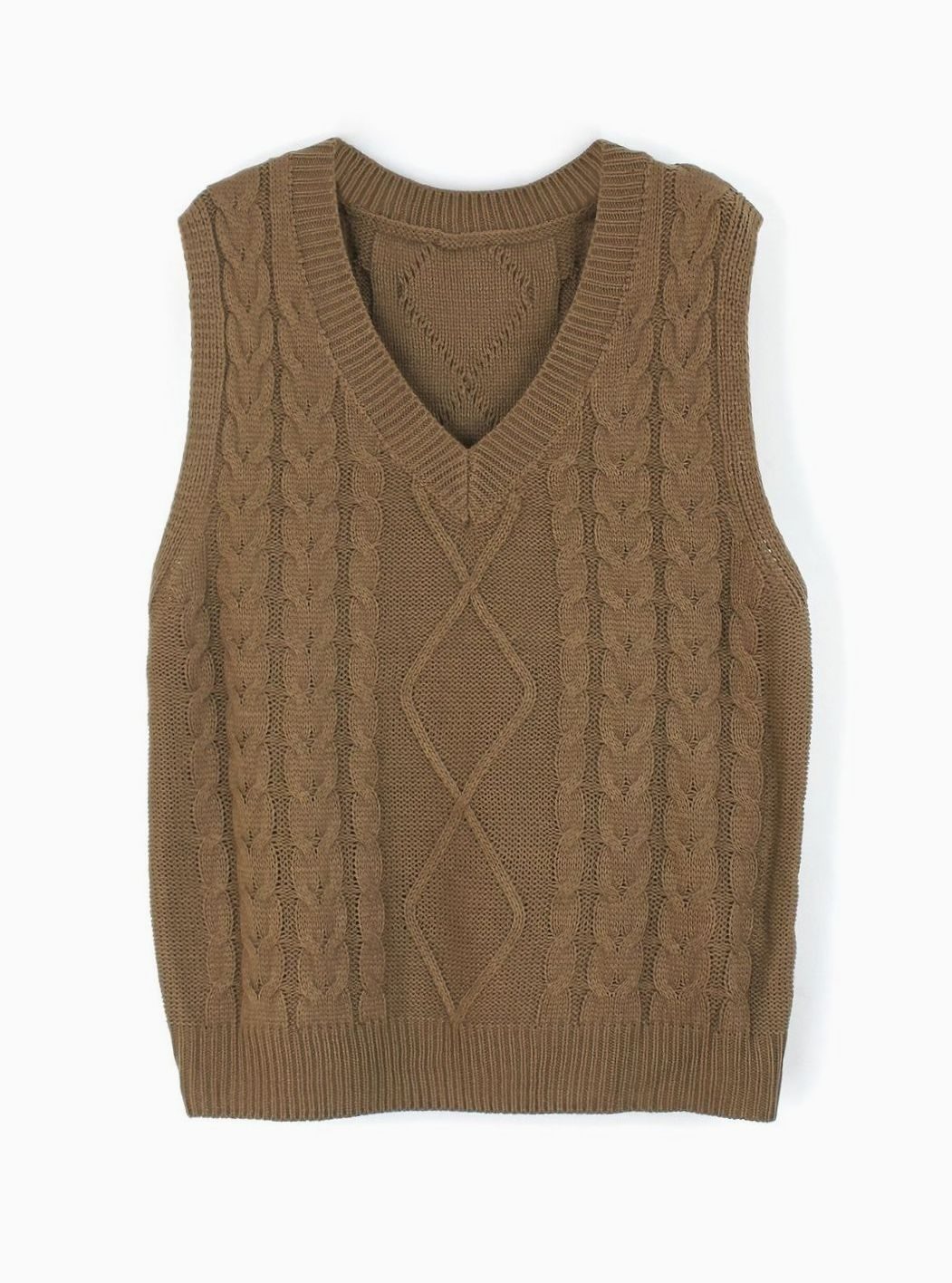 Women's Cable-Knit V-Neck Relaxed-Fit Sweater Vest
