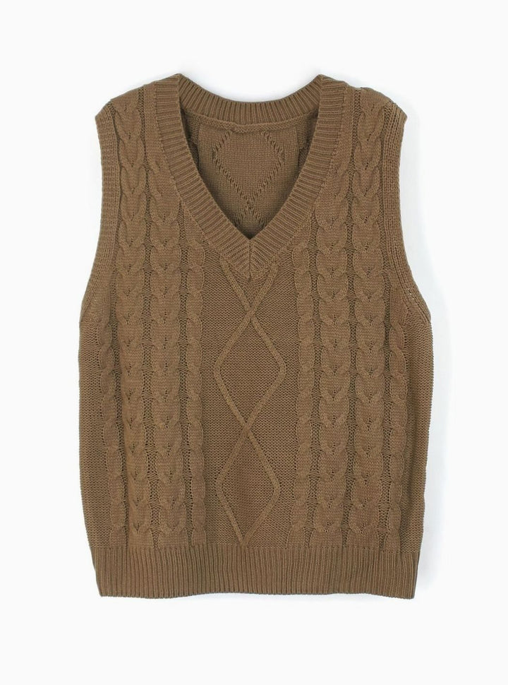 Women's Cable-Knit V-Neck Relaxed-Fit Sweater Vest