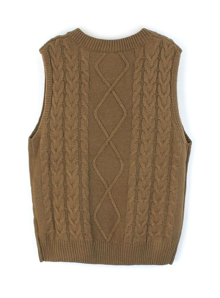 Women's Cable-Knit V-Neck Relaxed-Fit Sweater Vest