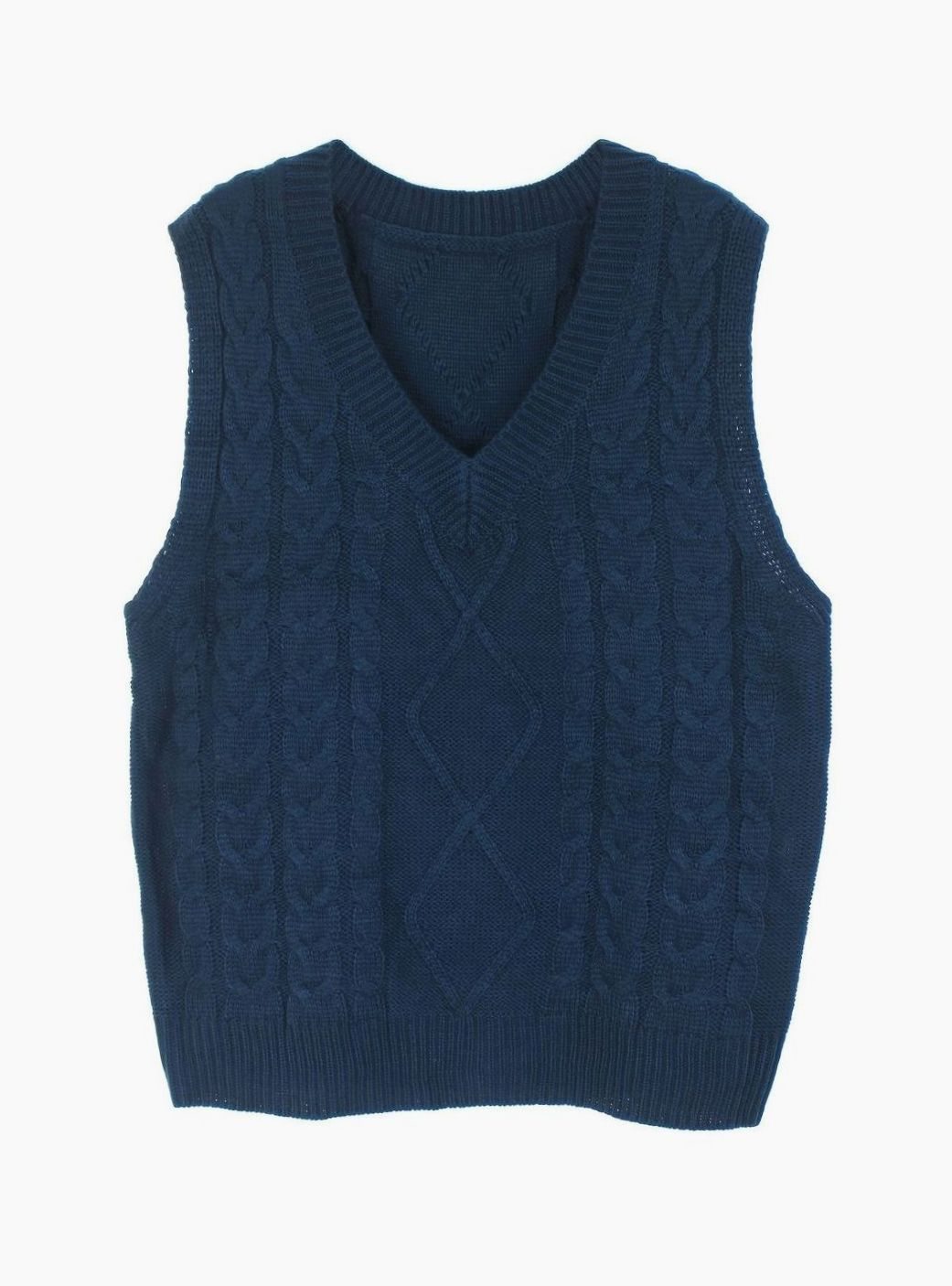 Women's Cable-Knit V-Neck Relaxed-Fit Sweater Vest