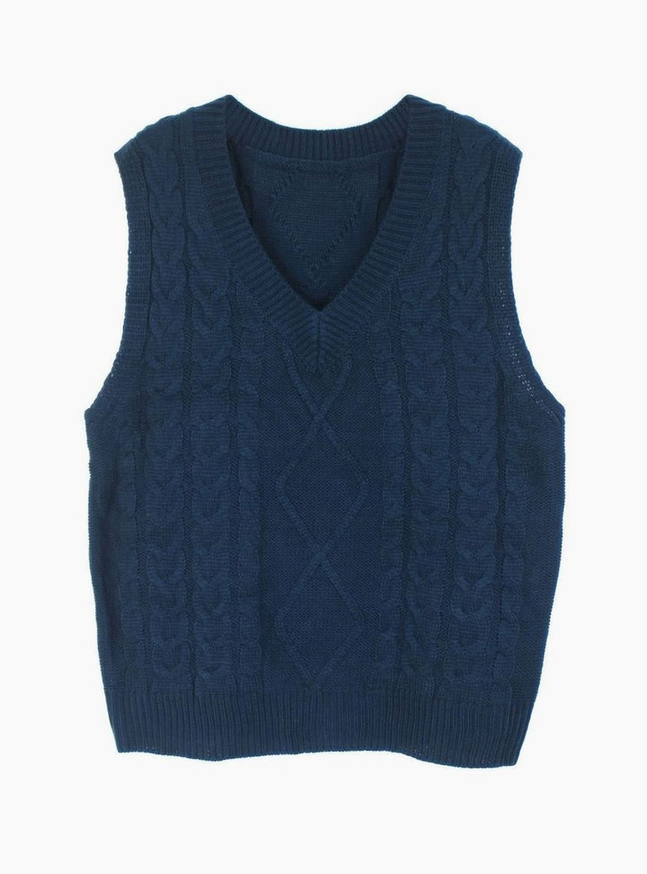 Women's Cable-Knit V-Neck Relaxed-Fit Sweater Vest