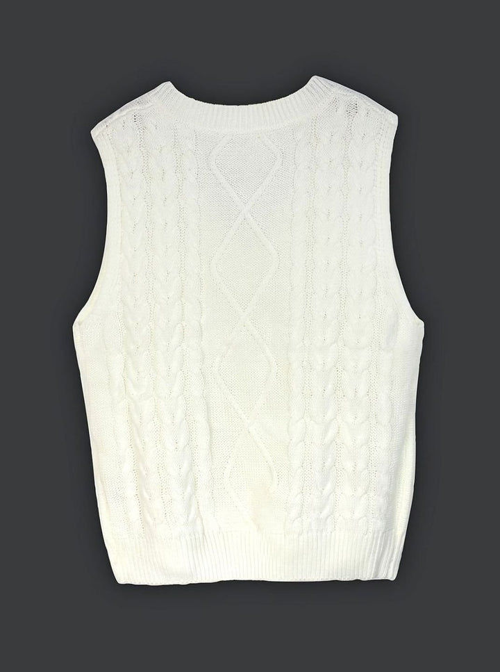 Women's Cable-Knit V-Neck Relaxed-Fit Sweater Vest