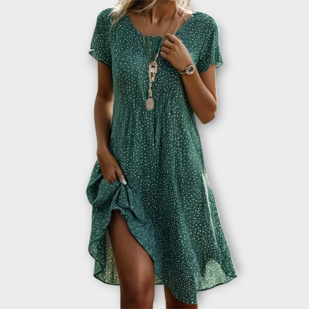 Women's Casual Polka Dot A-Line Flowy Midi Dress