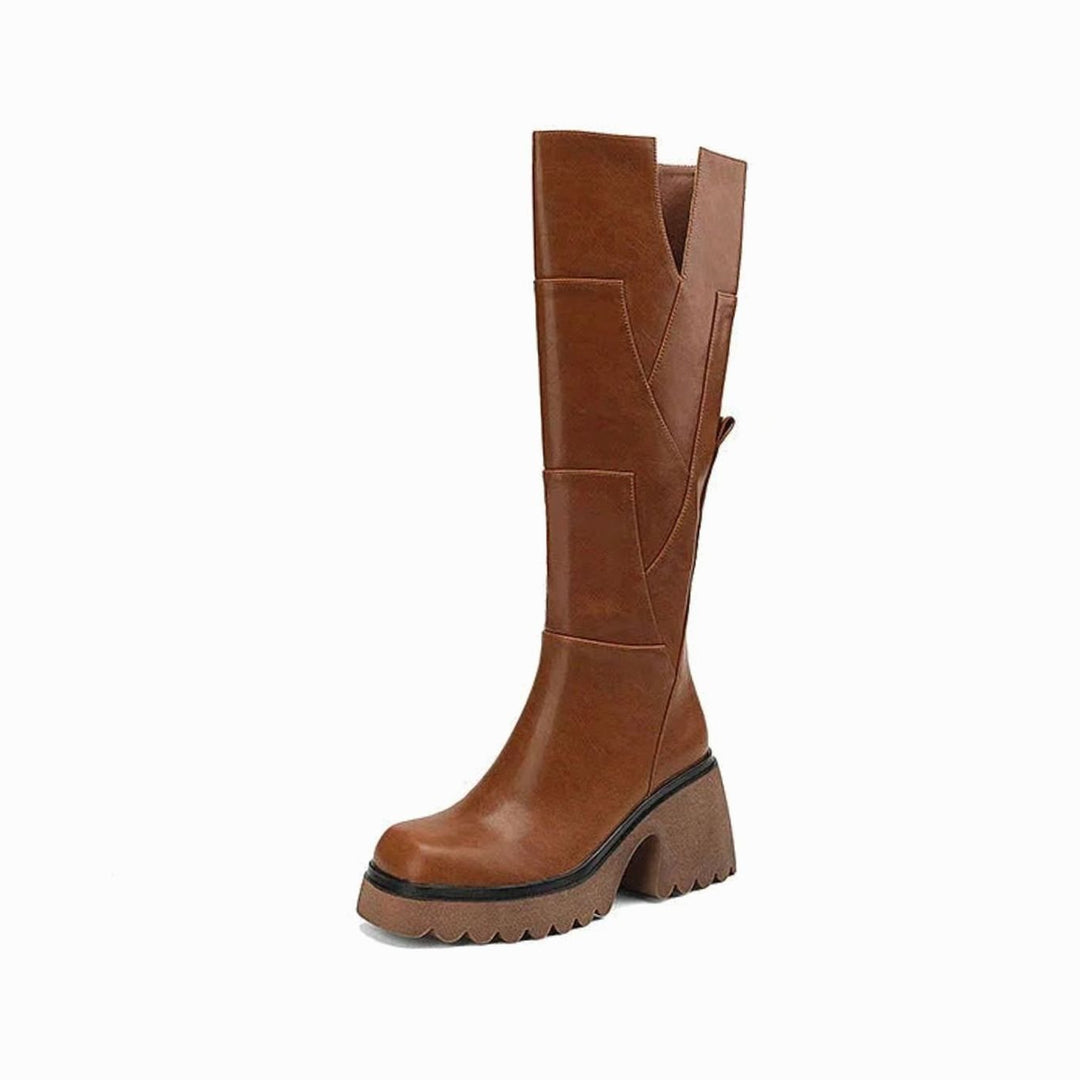 Women's Chunky Knee-High Block Heel Side-Zip Boots