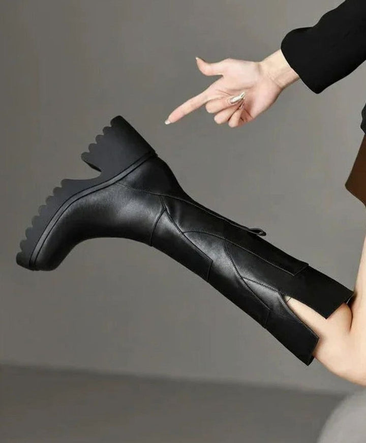 Women's Chunky Knee-High Block Heel Side-Zip Boots