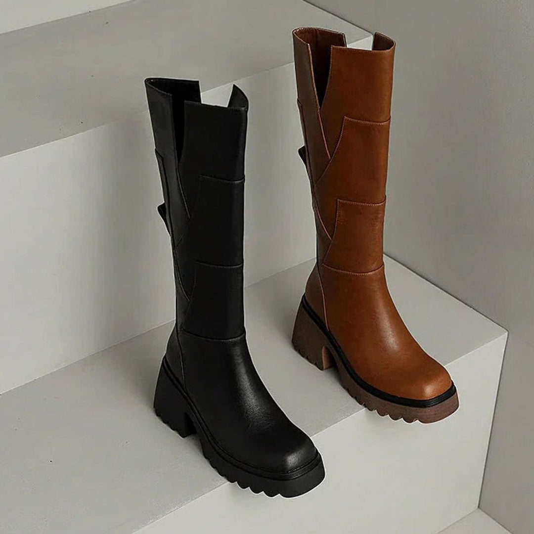 Women's Chunky Knee-High Block Heel Side-Zip Boots