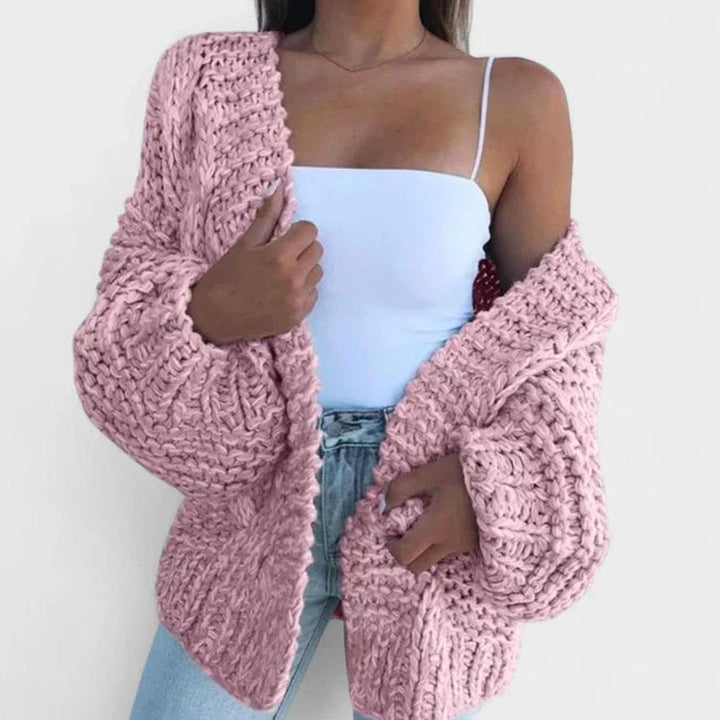 Women's Chunky Knit Open-Front Cardigan Sweater - Pink