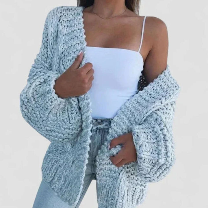 Women's Chunky Knit Open-Front Cardigan Sweater - Sky Blue