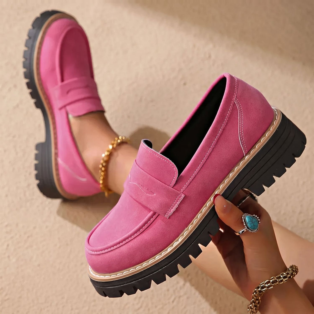 Women's Chunky Sole Slip-On Penny Loafers - Pink