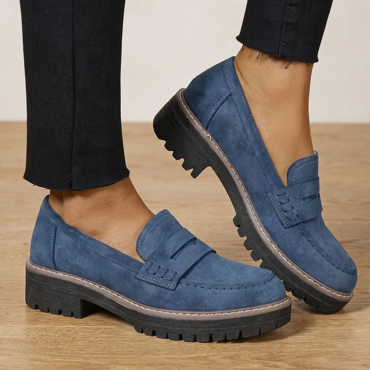 Women's Chunky Sole Slip-On Penny Loafers - Blue