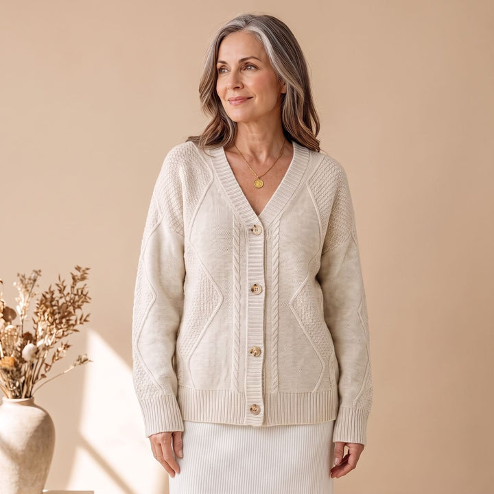 Women's Classic Cable Knit Button-Front Cardigan Sweater