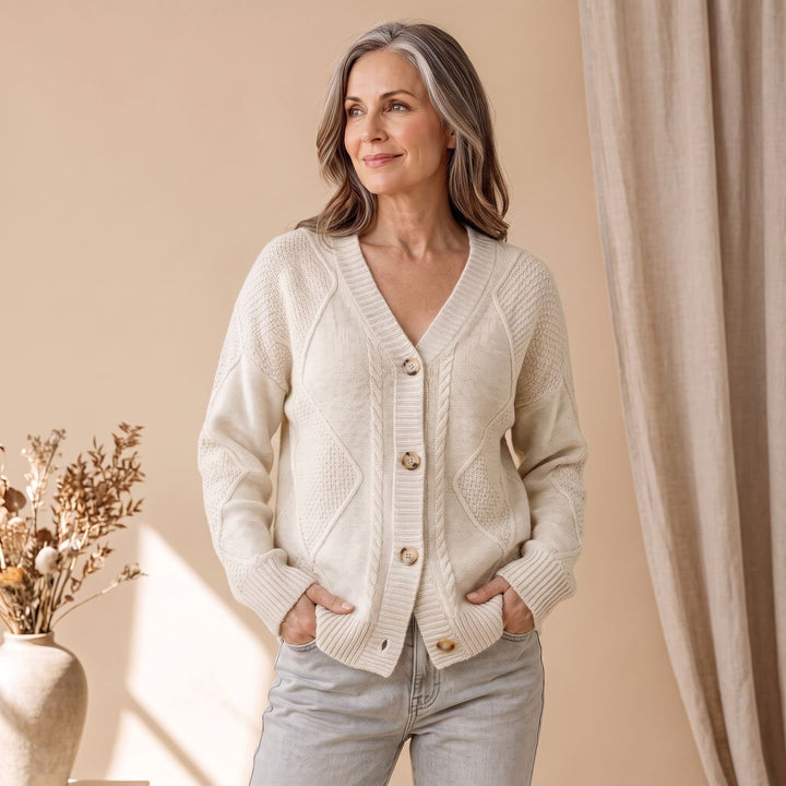 Women's Classic Cable Knit Button-Front Cardigan Sweater