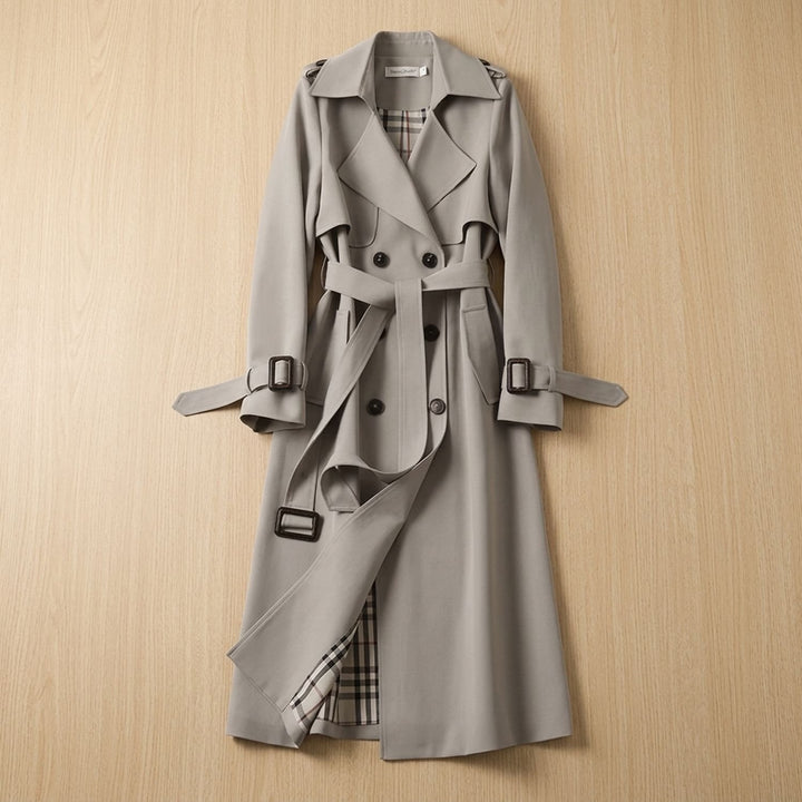 Women's Classic Double-Breasted Belted Trench Coat - Beige