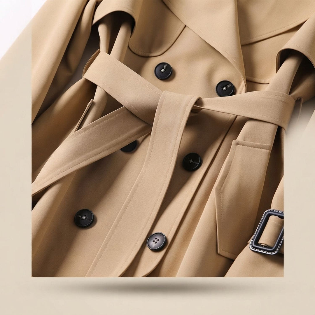 Women's Classic Double-Breasted Belted Trench Coat