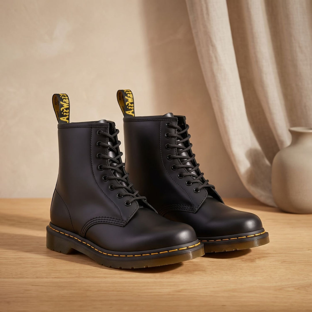 Women's Classic Lace-Up Ankle Combat Boots - Black