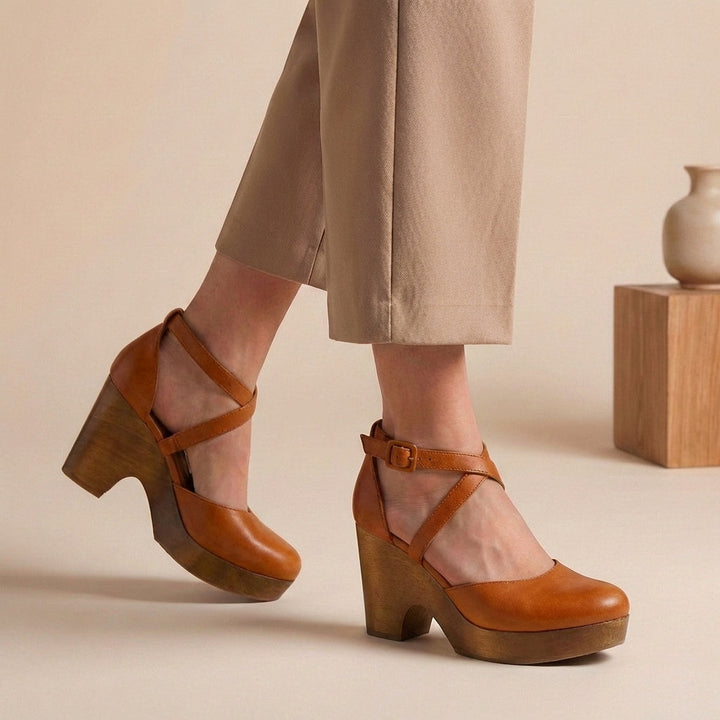 Natalie | Womens Block Heel Strap Platform Heels