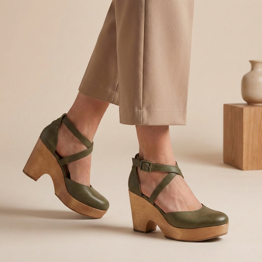 Natalie | Womens Block Heel Strap Platform Heels