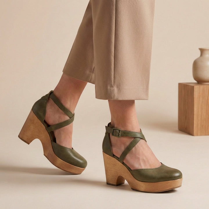Natalie | Womens Block Heel Strap Platform Heels