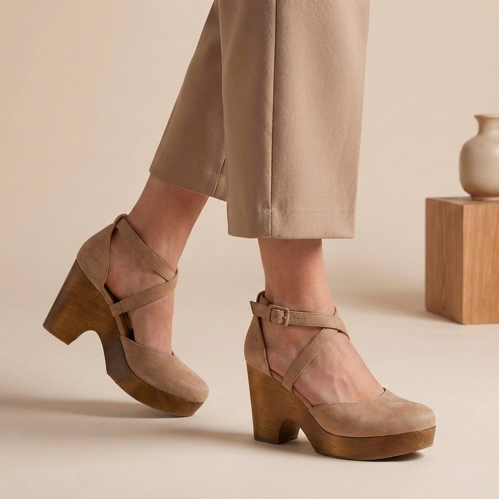 Natalie | Womens Block Heel Strap Platform Heels