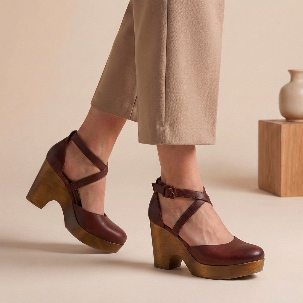 Natalie | Womens Block Heel Strap Platform Heels