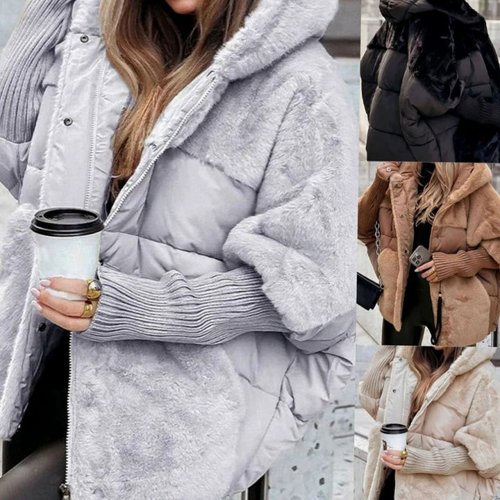Women's Coat Oversized Faux Fur Panel Hooded Puffer Jacket
