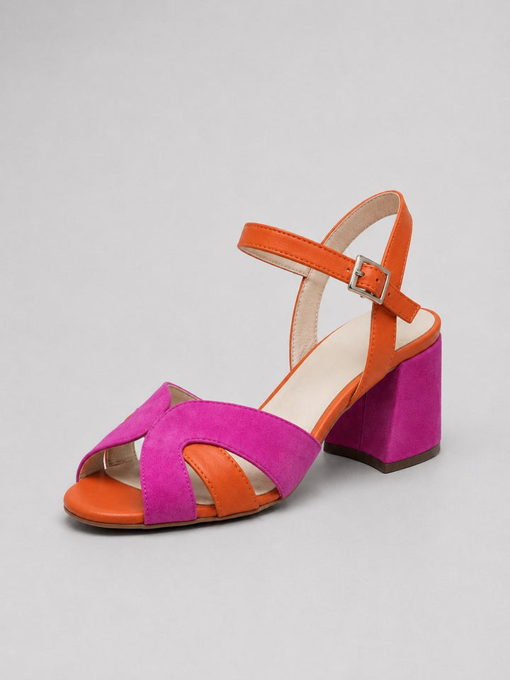 Women's Color Block Open-Toe Block Heel Sandals - Pink
