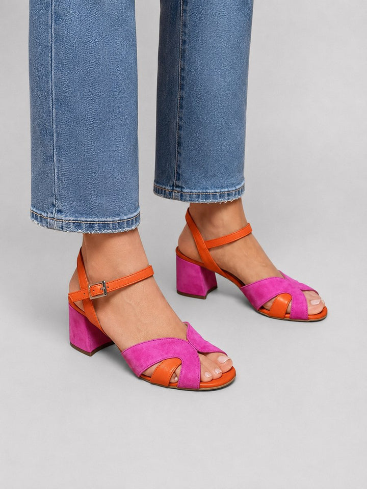 Women's Color Block Open-Toe Block Heel Sandals