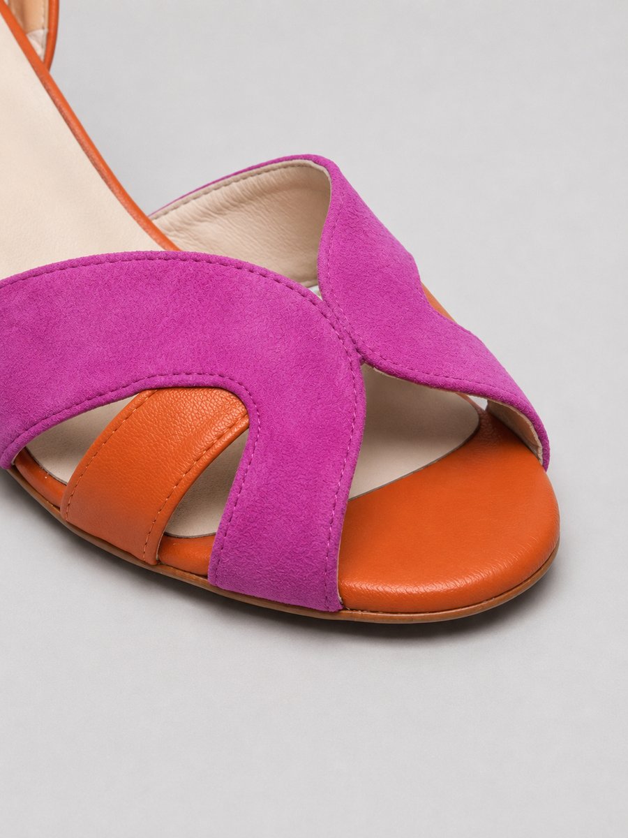 Women's Color Block Open-Toe Block Heel Sandals