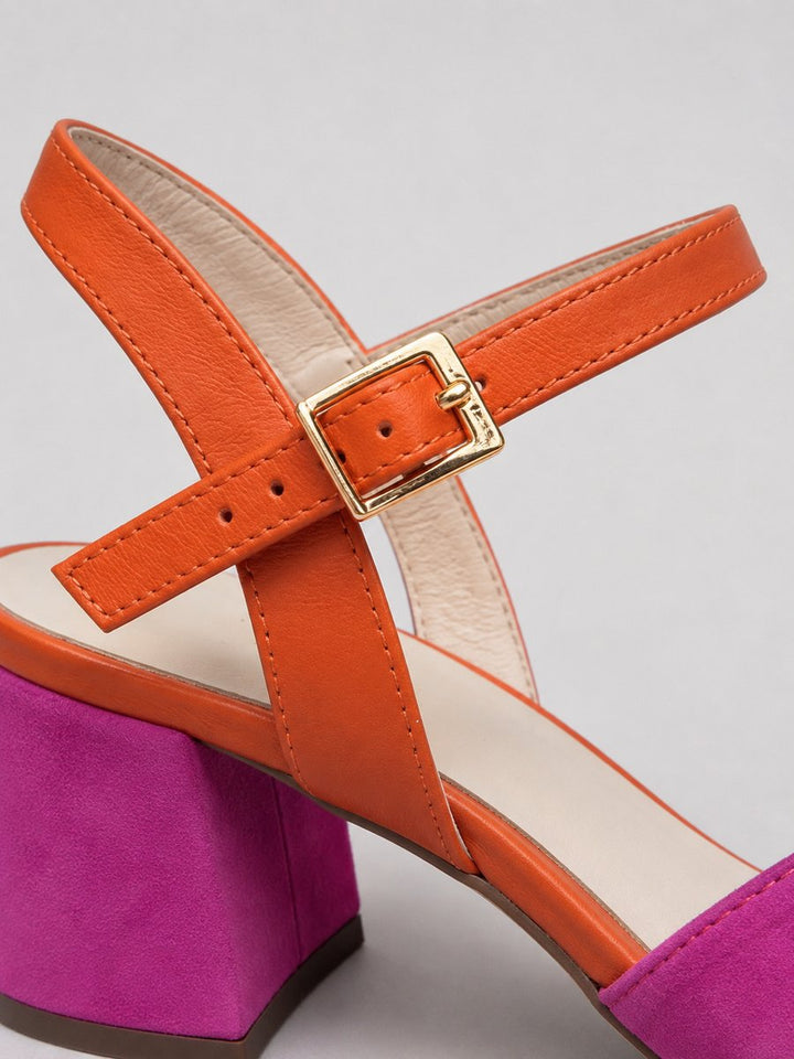 Women's Color Block Open-Toe Block Heel Sandals