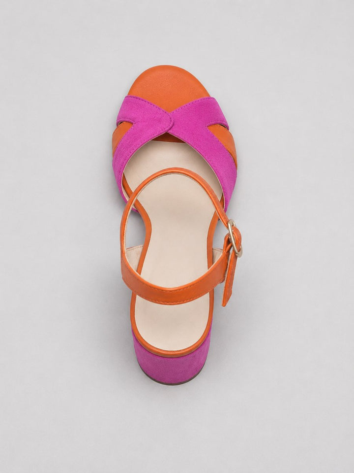 Women's Color Block Open-Toe Block Heel Sandals