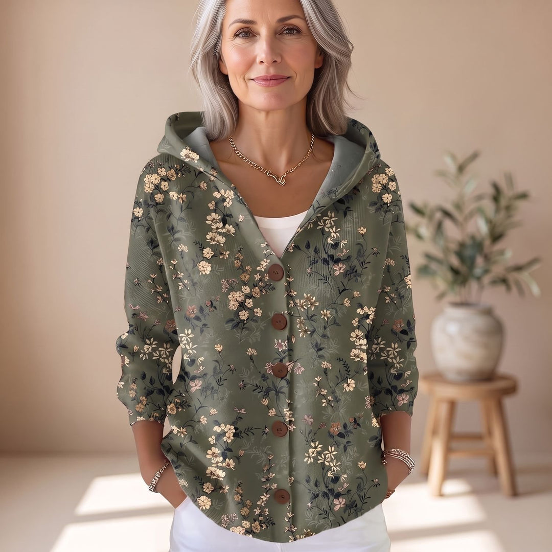 Women's Colorblock Hooded Button-Front Long Cardigan - Dark Green