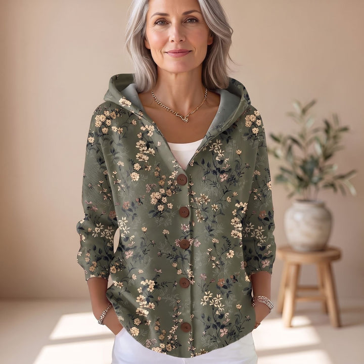 Women's Colorblock Hooded Button-Front Long Cardigan - Dark Green