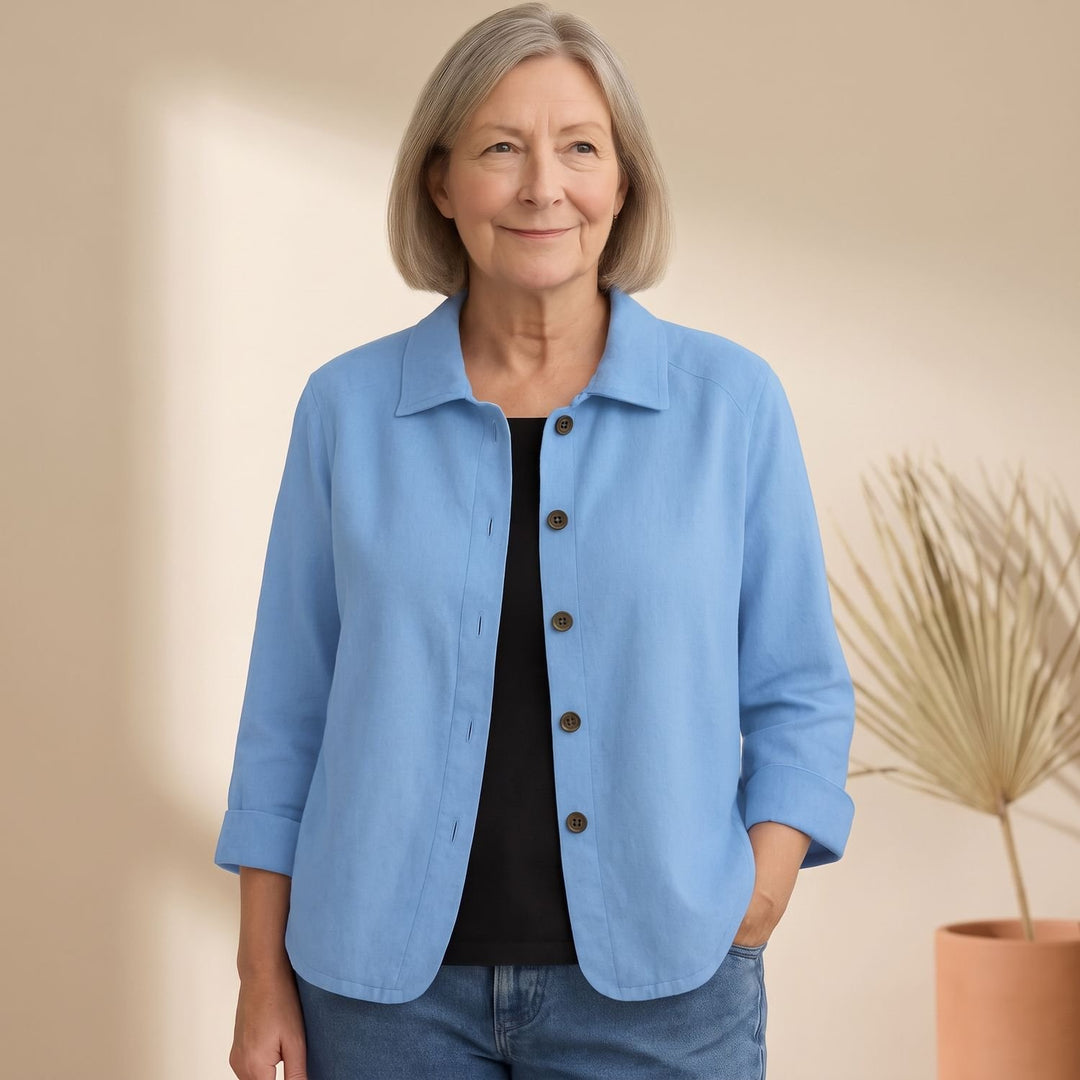 Women's Cotton Linen Button-Front Shirt Cardigan