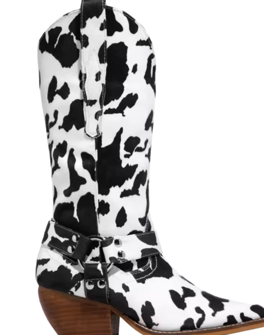 Women's Cow Print Pointed-Toe Block-Heel Western Cowboy Boots