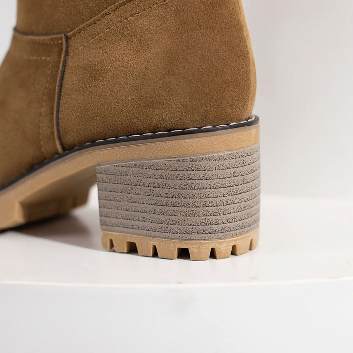 Women's Cozy Cuffed Sherpa-Lined Block Heel Winter Boots