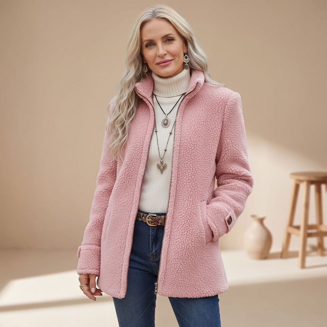 Women's Cozy Fleece Stand-Collar Full-Zip Teddy Jacket