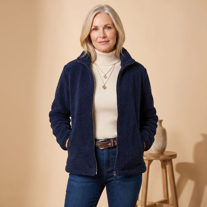 Women's Cozy Fleece Stand-Collar Full-Zip Teddy Jacket