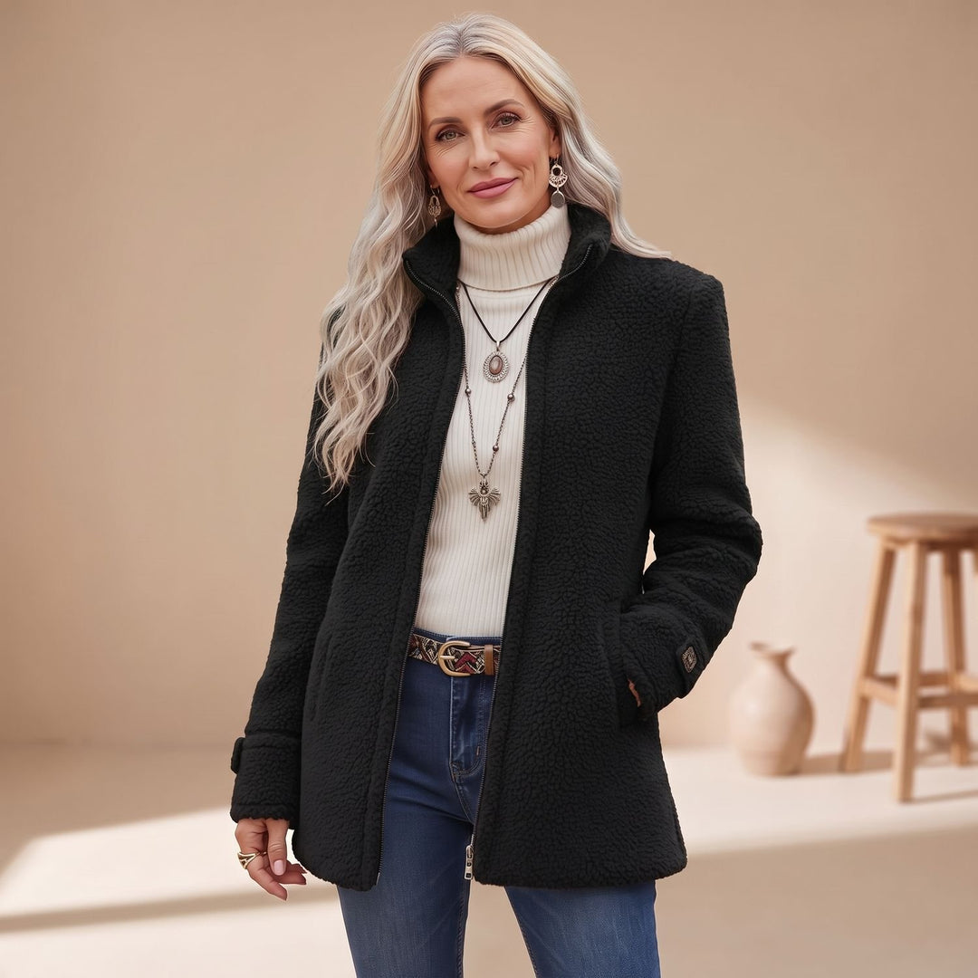 Women's Cozy Fleece Stand-Collar Full-Zip Teddy Jacket