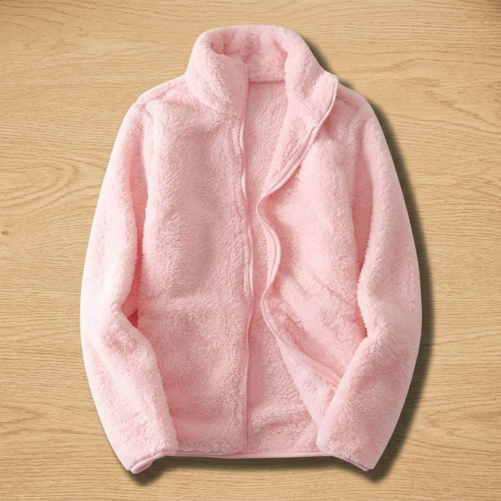 Women's Cozy High-Collar Full-Zip Teddy Fleece Jacket