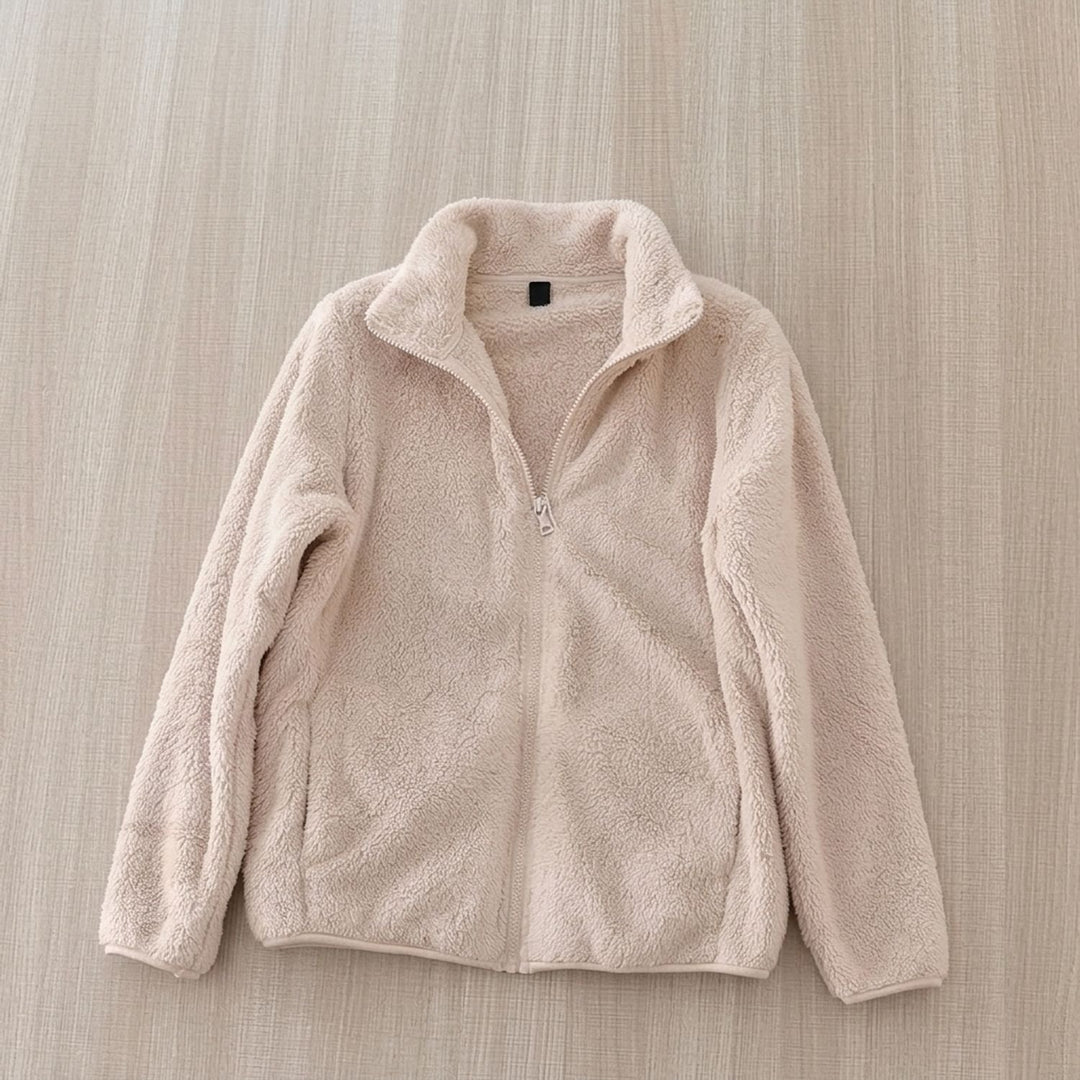 Women's Cozy High-Collar Full-Zip Teddy Fleece Jacket